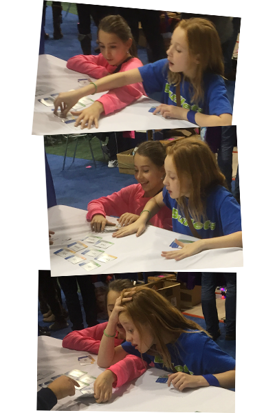 Image series of two girls playing Wordwright together