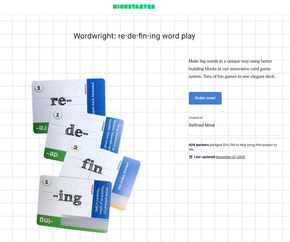 Image showing Kickstarter page with graphics