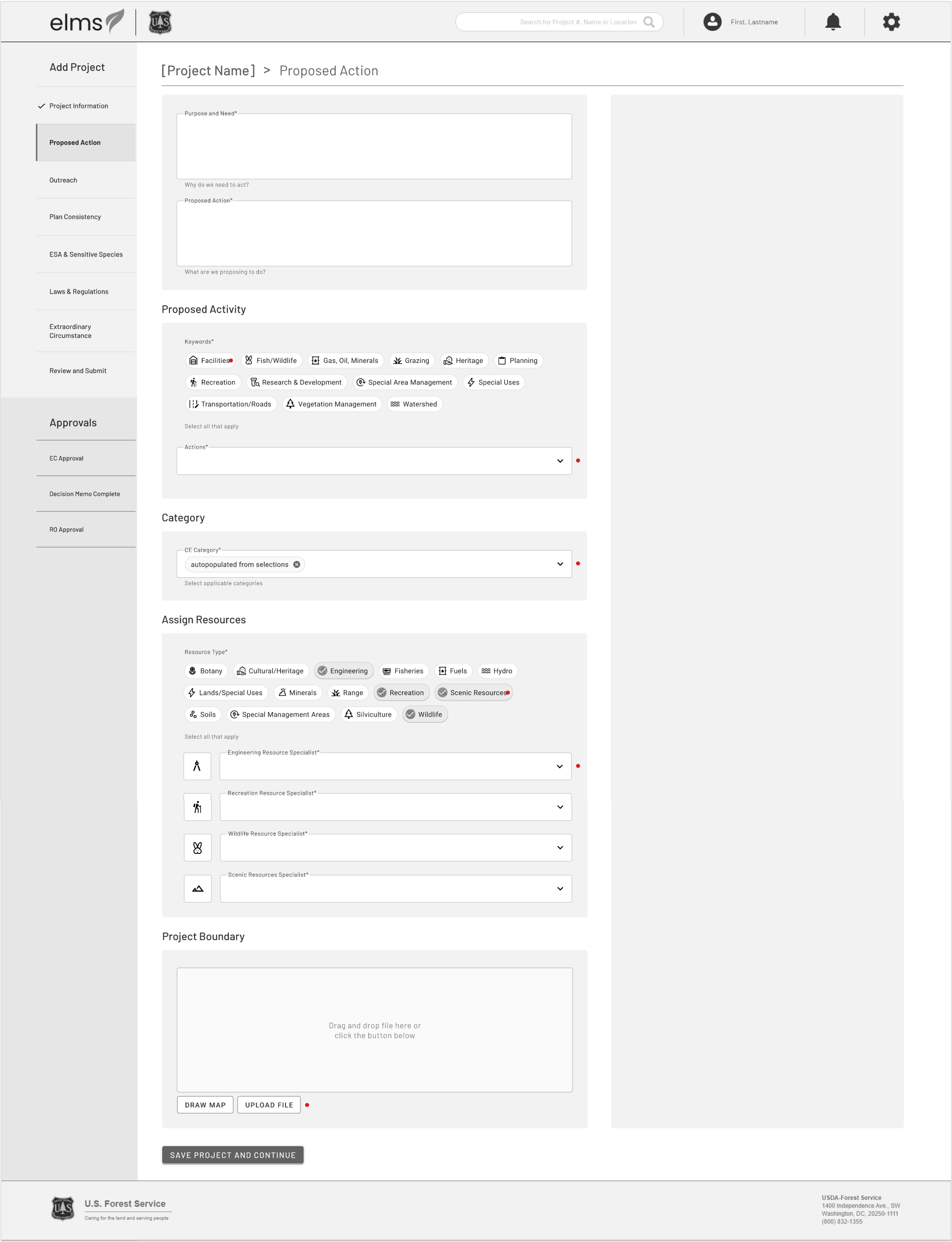 Low fidelity version of an application page showing a form